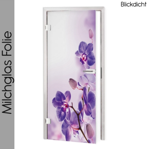 glastür folie blickdicht Orchideen Violett Maßanfertigung