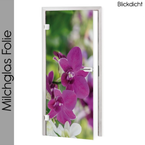 glastür folie blickdicht Orchideen Maßanfertigung