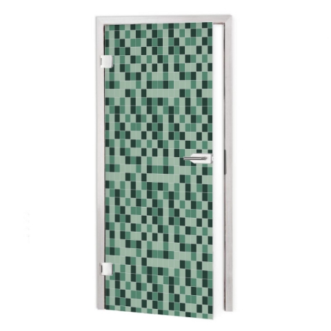 Glastür Folie Fliesen Mosaik Grün