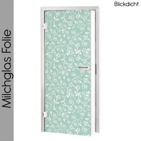 Glastür Folie Floral in Mint Maßanfertigung