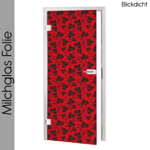 Glastür Folie Red Floral Maßanfertigung