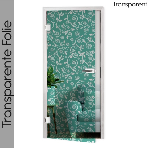 Glastür Folie Mint Blumen Floral  nach Maß