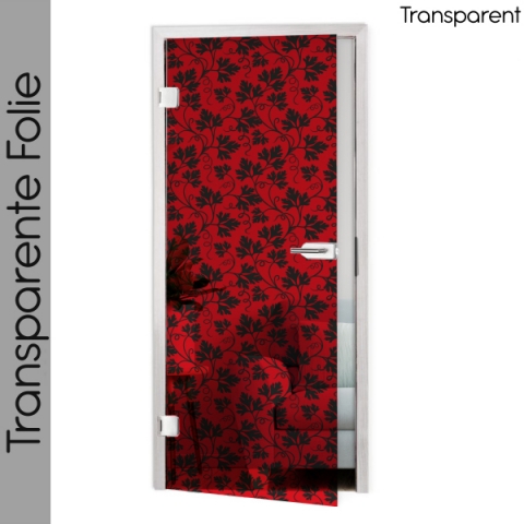 Glastür Folie Red Floral nach Maß