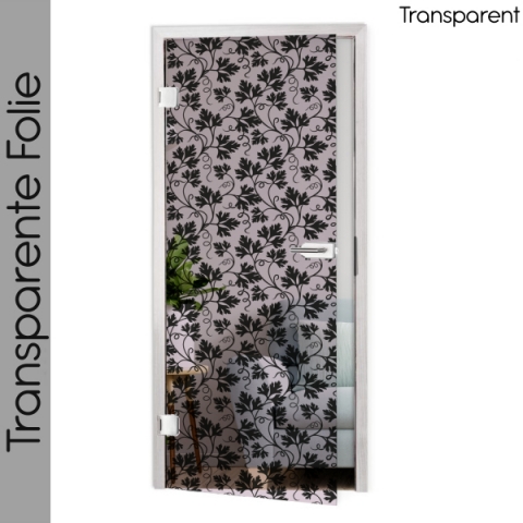 Glastür Folie Black Floral nach Maß