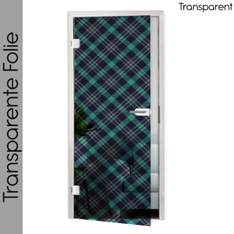 Glastür Folie Grün Tartan nach Maß