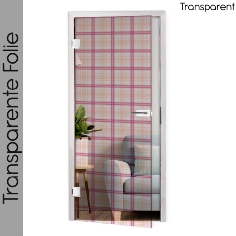 Glastür Folie Rosa Tartan nach Maß