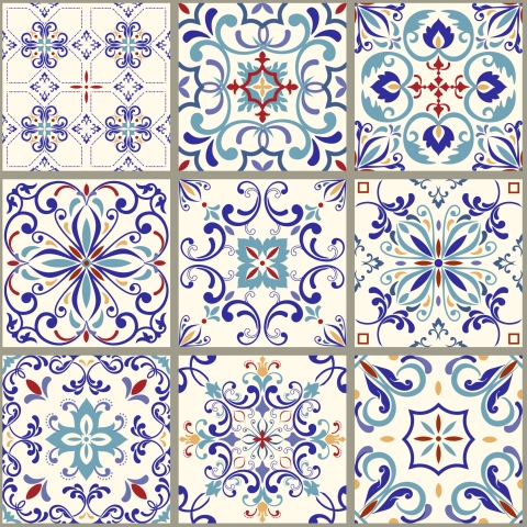 Glastür Folie Moroccan Tiles
