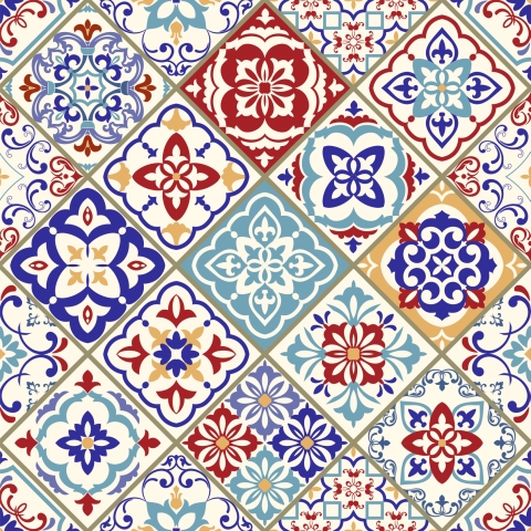 Glastür Folie Azulejo Patchwork