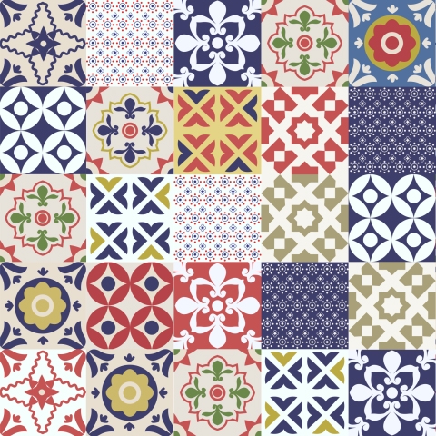 Glastür Folie Spanische Patchwork