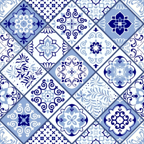 Glastür Folie Iznik Patchwork