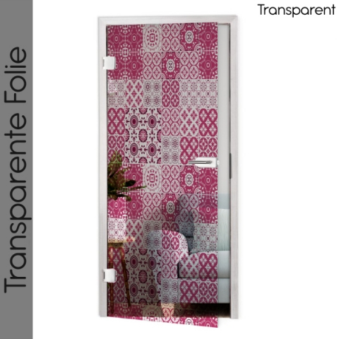 Glastür Folie Pink Patchwork Maßanfertigung