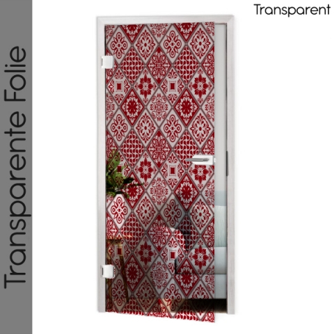 Glastür Folie Red Patchwork Tiles Maßanfertigung