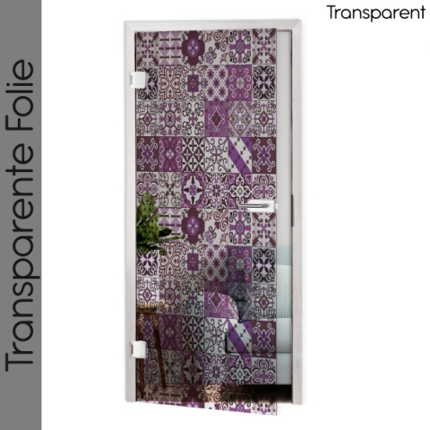 Glastür Folie Lila Patchwork Maßanfertigung