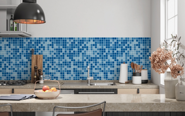 Küchenrückwand Blaue Mosaiksteine