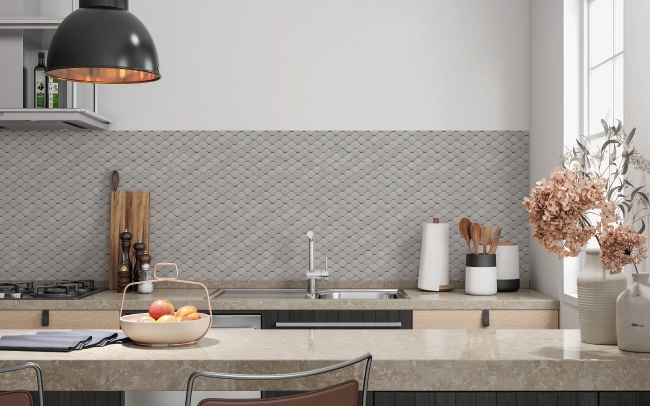 Küchenrückwand Beton Mosaik