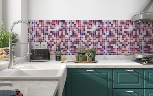 Küchenrückwand Rot Lila Mosaik