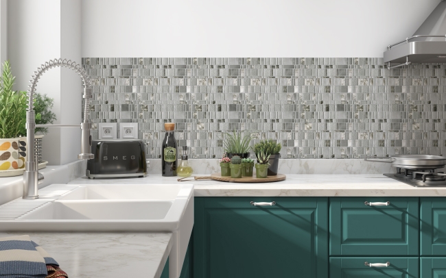 Küchenrückwand Silver Modern Mosaik