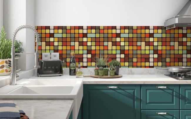Küchenrückwand Retro Mosaik Karo
