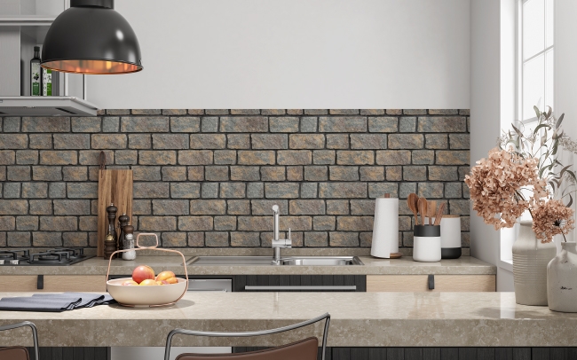 Spritzschutz Küche Mediterrane Steinmauer