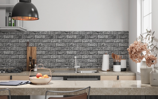 Küchenrückwand Ziegelsteine Grau