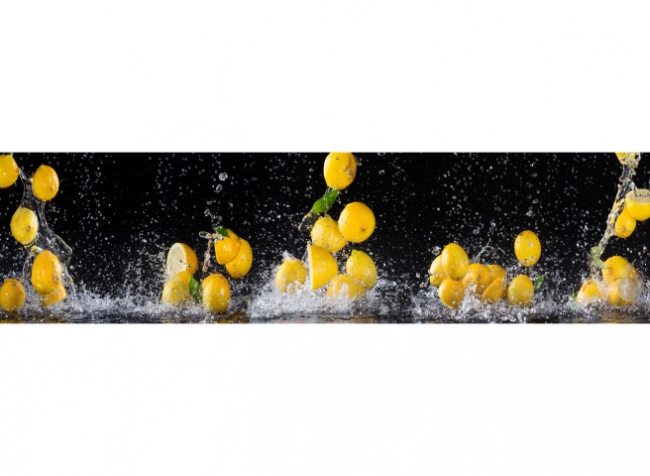 Küchenrückwand Zitronen Wasserspritzer