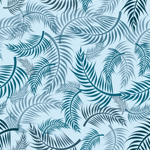 Küchenrückwand Blaue Palmenblätter