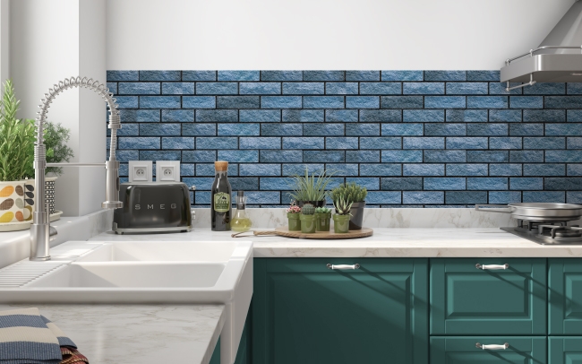 Küchenrückwand Steinoptik Blau