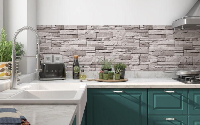 Spritzschutz Küche Mauer aus Stein
