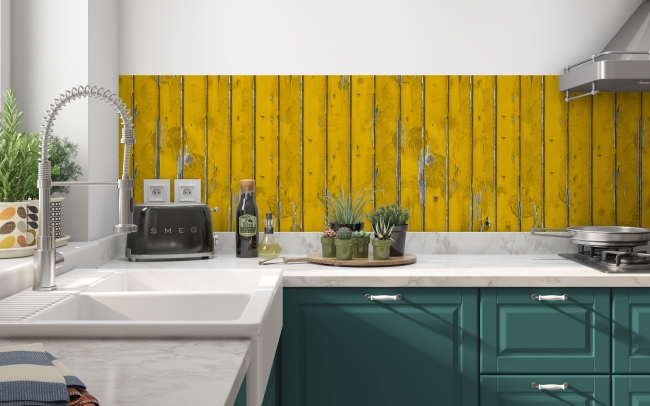 Küchenrückwand Gelbe Holzbalken