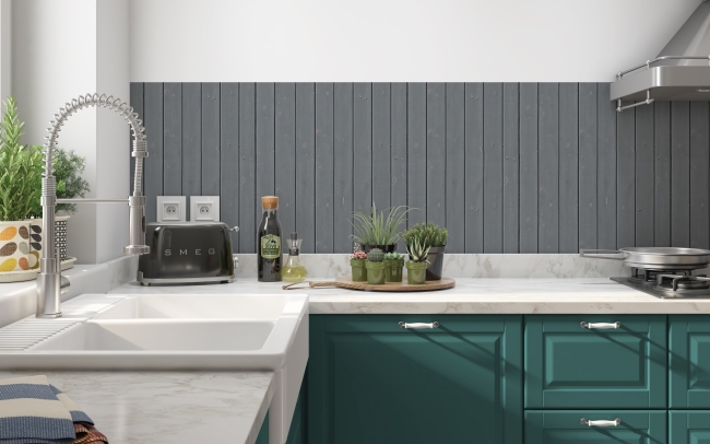 Küchenrückwand Holzparkett Grau
