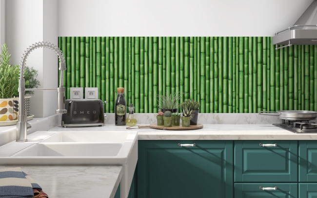 Küchenrückwand Grüne Bambusstäbe
