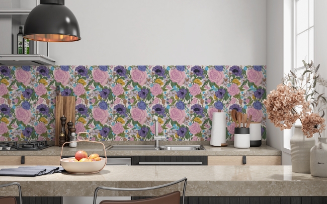 Küchenrückwand Blumengarten Motiv