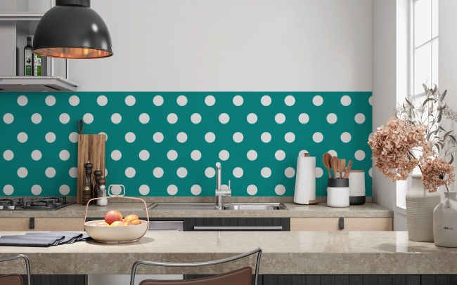 Küchenrückwand Weiße Polka Dots