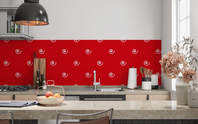 Küchenrückwand Rote Spiral Muster