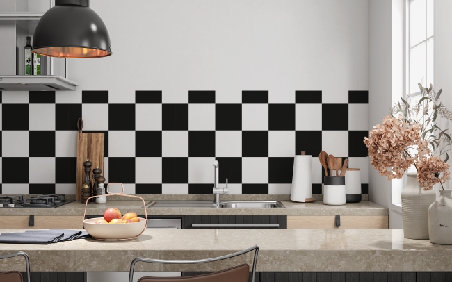 Küchenrückwand Karo Schwarz Weiß
