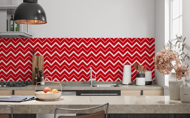 Küchenrückwand Red Zigzag Wave