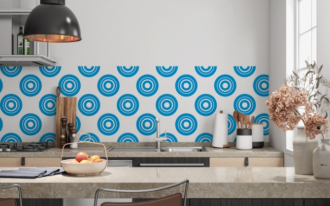 Küchenrückwand Kreis in Kreis Blau