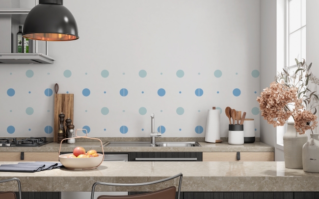 Küchenrückwand Blau Farbene Punkte