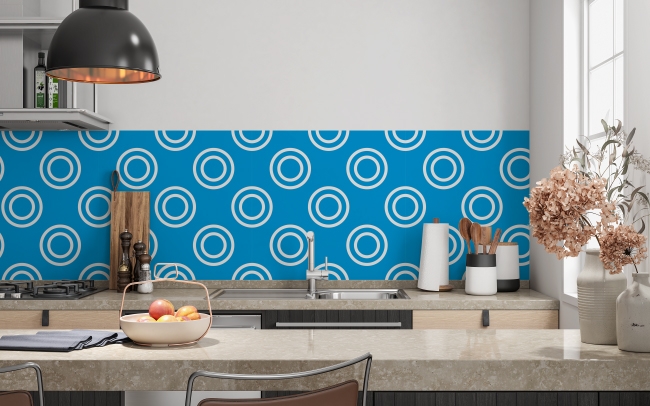 Küchenrückwand Blau Weiße Kreise