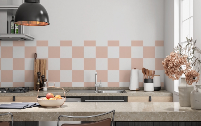Küchenrückwand Weiß Rosa Karo