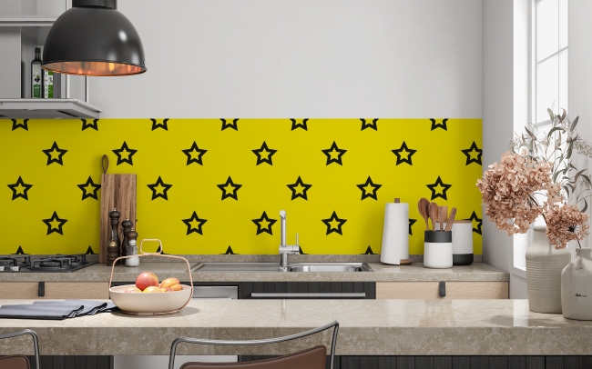 Küchenrückwand Gelb Schwarz Sterne