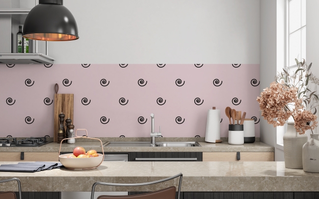 Küchenrückwand Rosa Schwarz Spirale