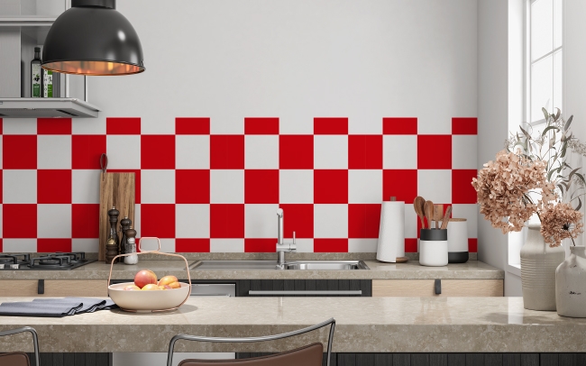 Küchenrückwand Retro Karo Rot Weiß