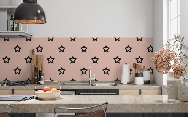 Küchenrückwand Rosa Schwarze Sterne