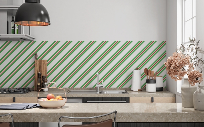 Küchenrückwand Green Red Stripes