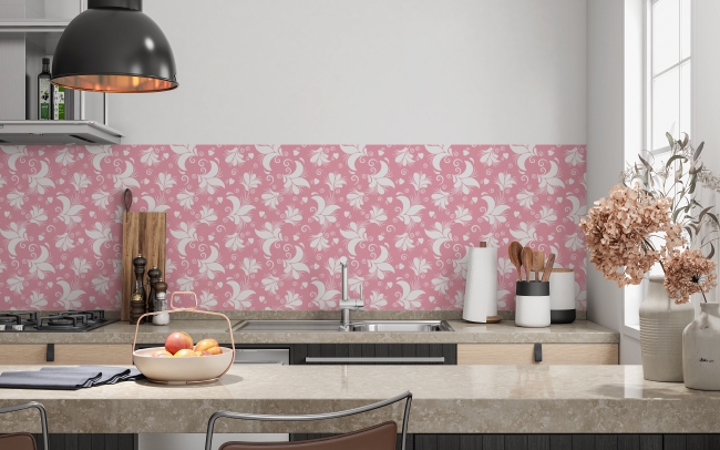 Küchenrückwand Rosa Abstrakte Blüten