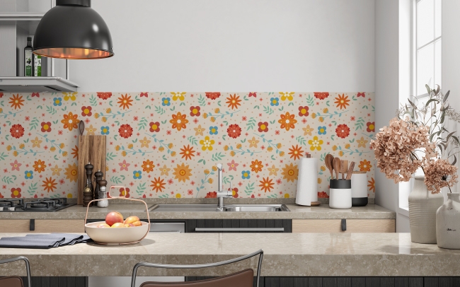Küchenrückwand Blumen Pop Art Stil