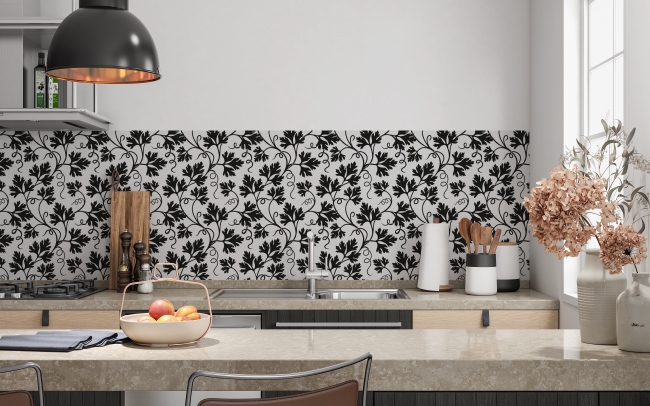 Küchenrückwand Schwarzes Floral