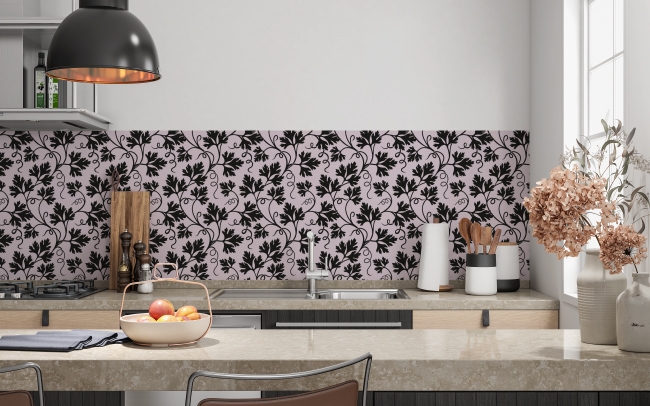 Küchenrückwand Black Floral