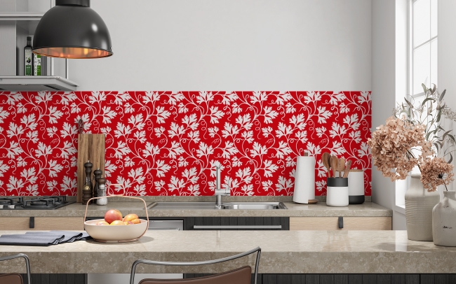 Küchenrückwand Rot Weiß Floral